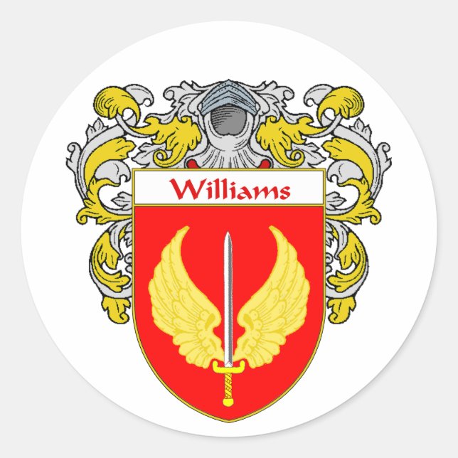 Pegatina Redonda Escudo de armas Williams (Mantled) (Anverso)