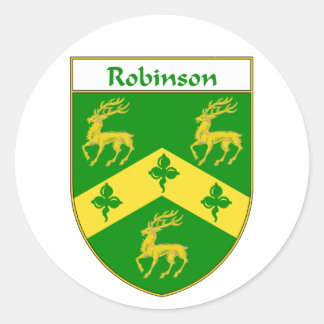 Pegatina Redonda Escudo de armas y escudo familiar Robinson