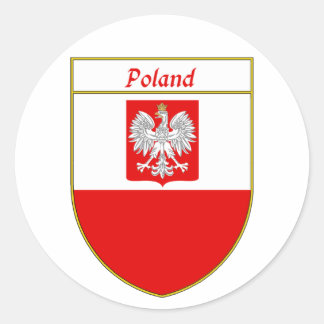 Pegatina Redonda Escudo de bandera de Polonia
