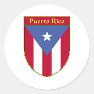 Pegatina Redonda Escudo de bandera de Puerto Rico
