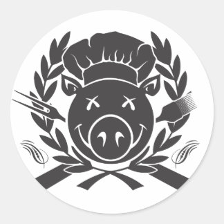 Pegatina Redonda Escudo de barbacoa negro