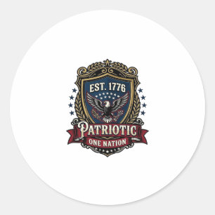 Pegatina Redonda Escudo de batalla patriótico 1776 Símbolo inspirad