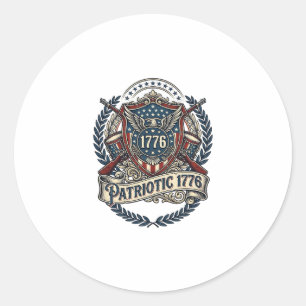 Pegatina Redonda Escudo de batalla patriótico 1776 Símbolo inspirad