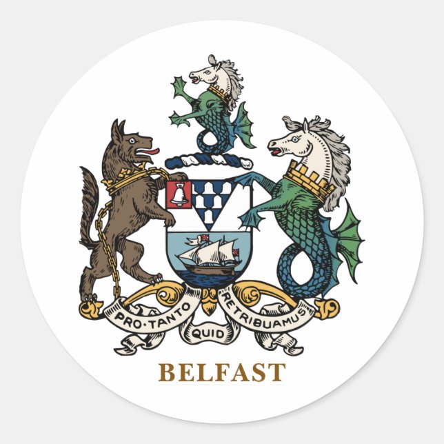 Pegatina Redonda Escudo de Belfast (Anverso)