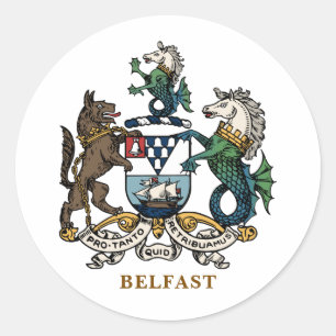Pegatina Redonda Escudo de Belfast