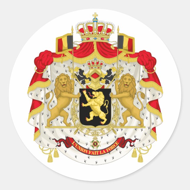 Pegatina Redonda Escudo de Bélgica (Anverso)