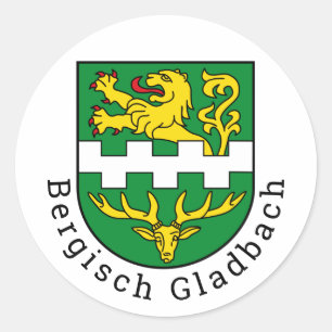 Pegatina Redonda Escudo de Bergisch Gladbach, Alemania