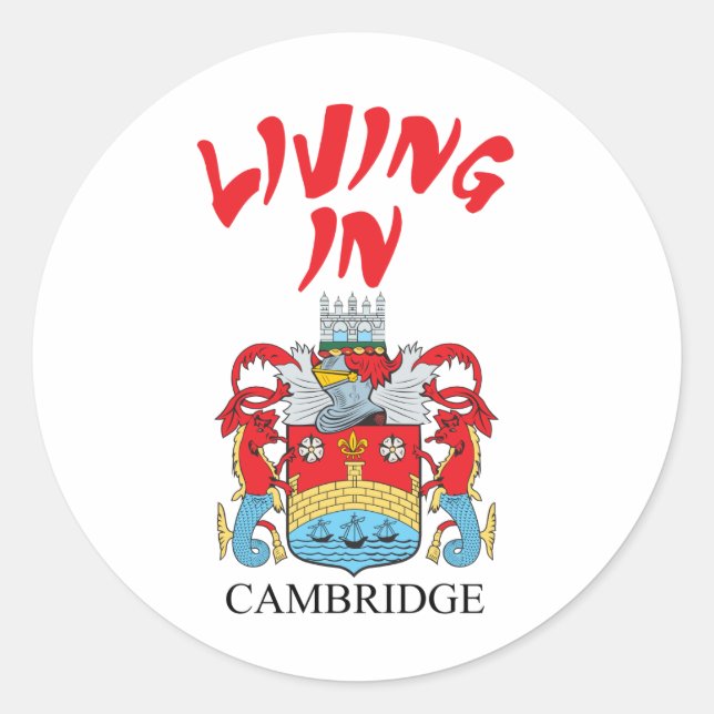 Pegatina Redonda Escudo de Cambridge (Anverso)