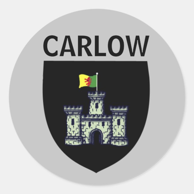 Pegatina Redonda Escudo de Carlow (ciudad), República de Irlanda (Anverso)