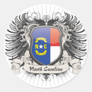 Pegatina Redonda Escudo de Carolina del Norte
