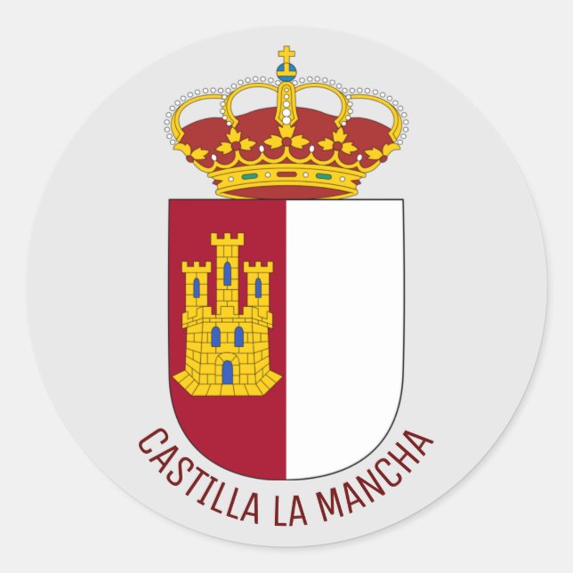 Pegatina Redonda Escudo de Castilla La Mancha - España (Anverso)