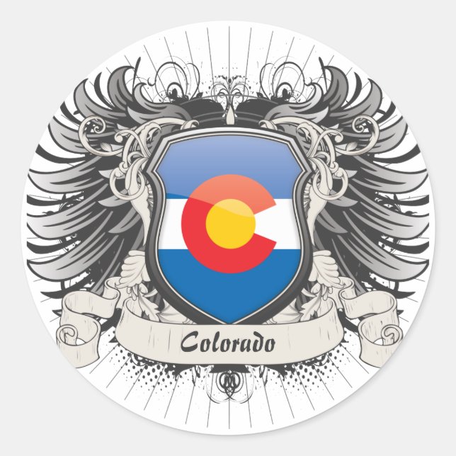 Pegatina Redonda Escudo de Colorado (Anverso)