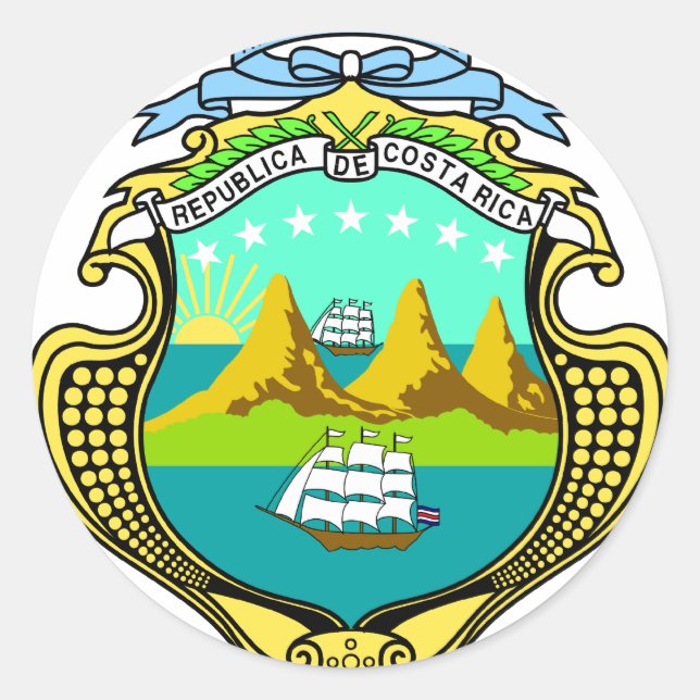 Pegatina Redonda Escudo de Costa Rica (Anverso)