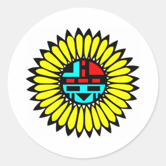 Pegatina Redonda Escudo de danza indio
