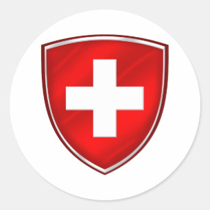 Pegatina Redonda Escudo de emblema de Suiza para el pueblo suizo