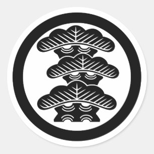 Pegatina Redonda [Escudo de familia] Pino de 3 niveles alineado a l