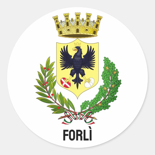 Pegatina Redonda Escudo de Forlì, ITALIA (Anverso)