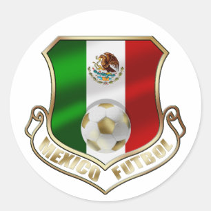 Pegatina Redonda Escudo de fútbol de emblema de la bandera de Futbo