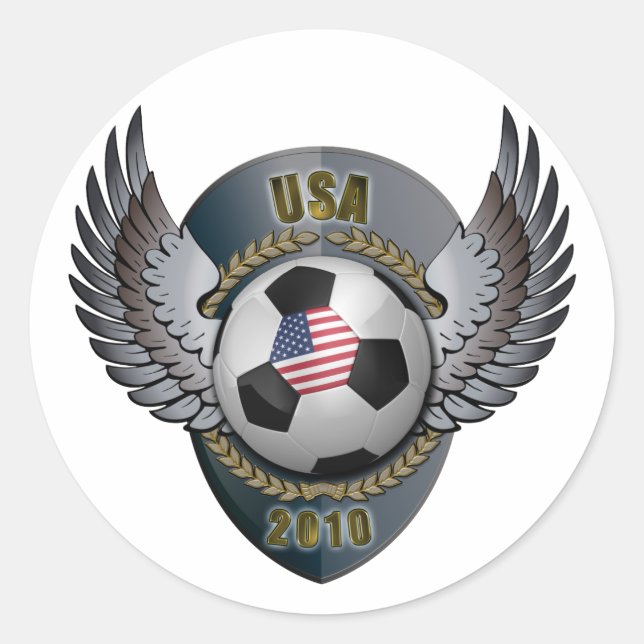 Pegatina Redonda Escudo de fútbol de Estados Unidos (Anverso)