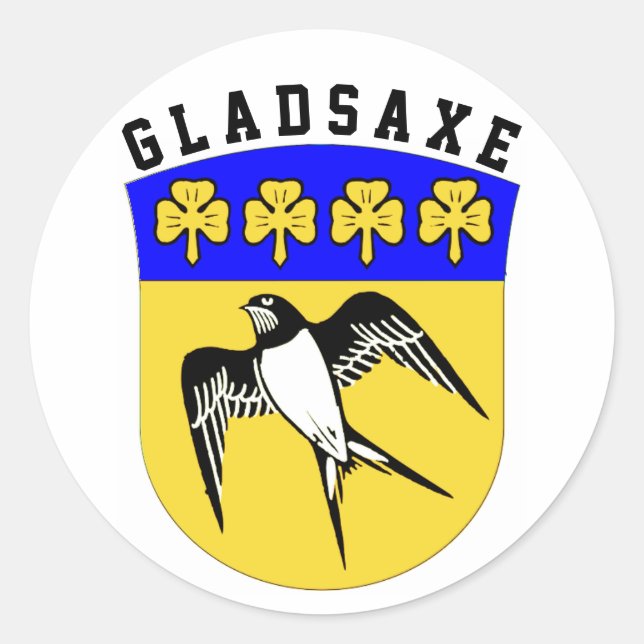 Pegatina Redonda Escudo de Gladsaxe, Dinamarca (Anverso)