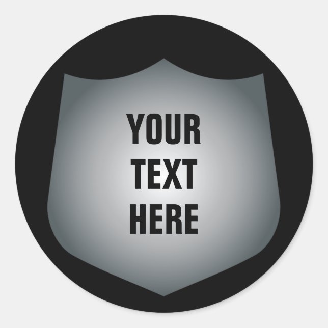 Pegatina Redonda Escudo de gráfico de protección con cualquier text (Anverso)
