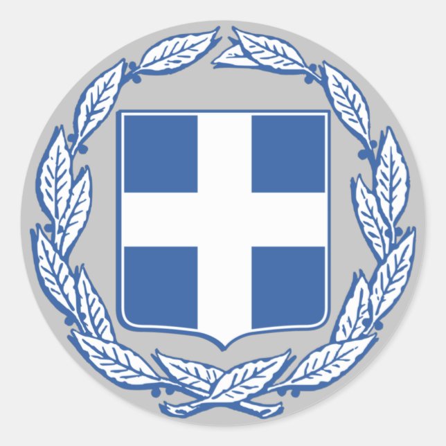 Pegatina Redonda Escudo de Grecia (Anverso)