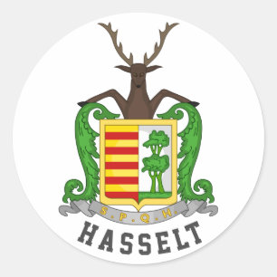 Pegatina Redonda Escudo de Hasselt, Bélgica