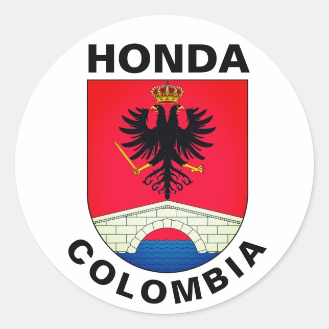 Pegatina Redonda Escudo de Honda (Tolima), Colombia Classic R (Anverso)