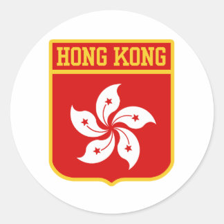 Pegatina Redonda Escudo de Hong Kong