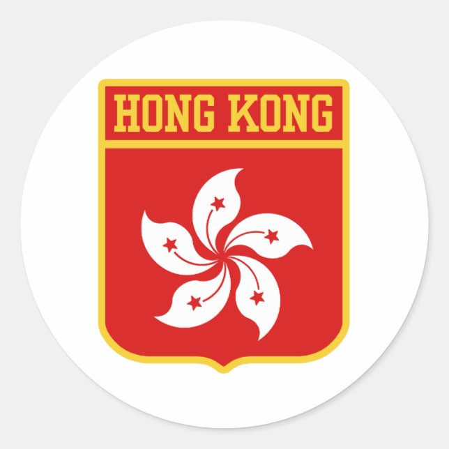 Pegatina Redonda Escudo de Hong Kong (Anverso)