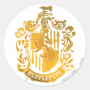 Pegatina Redonda Escudo de Hufflepuff - Salpicado