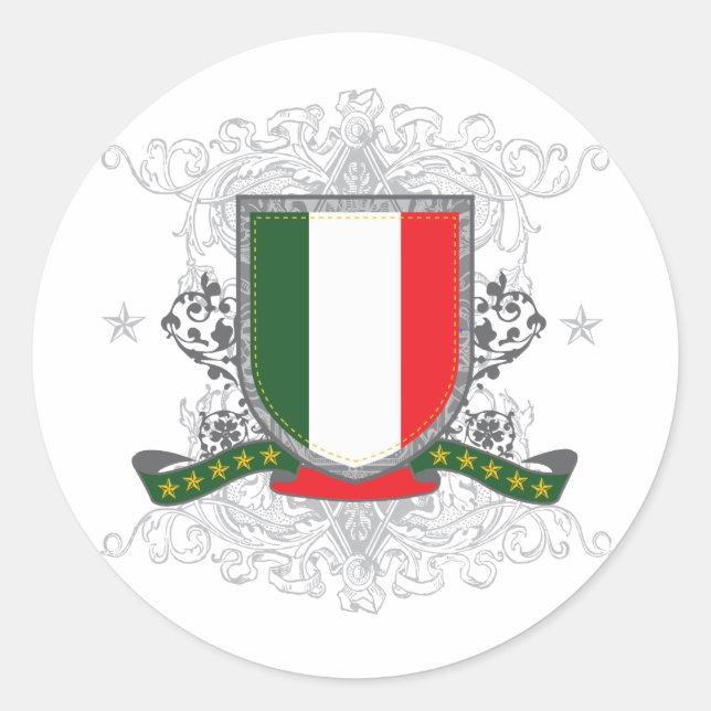 Pegatina Redonda Escudo de Italia (Anverso)