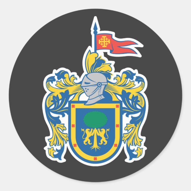 Pegatina Redonda Escudo de Jalisco, México (Anverso)