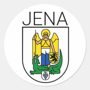 Pegatina Redonda Escudo de Jena - Thüringen, clásico de ALEMANIA