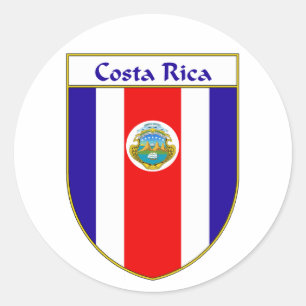 Pegatina Redonda Escudo de la bandera de Costa Rica