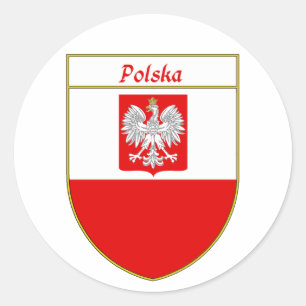 Pegatina Redonda Escudo de la bandera de Polska