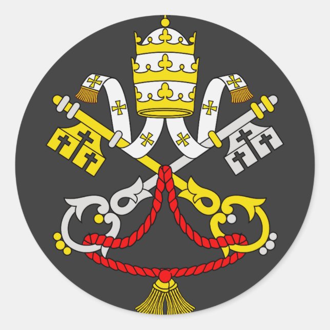 Pegatina Redonda Escudo de la Ciudad del Vaticano (Anverso)
