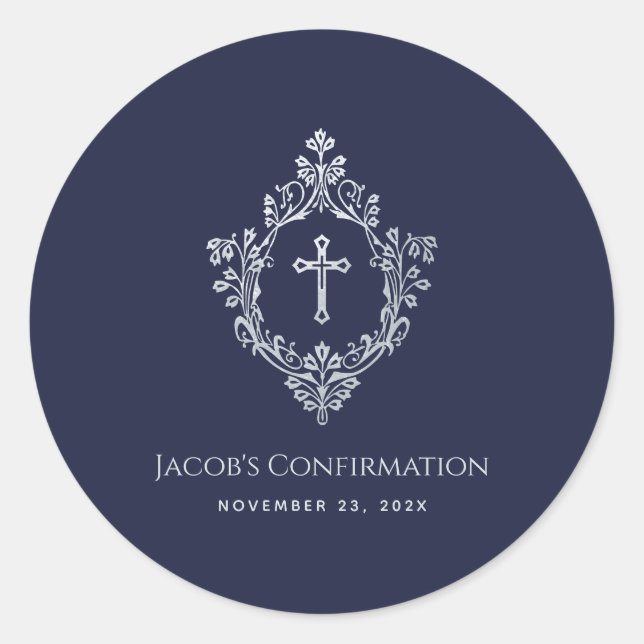 Pegatina Redonda Escudo de la cruz azul de cosecha de la marina de  (Anverso)