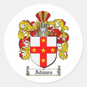 PEGATINA REDONDA ESCUDO DE LA FAMILIA DE ADAMS - ESCUDO DE ARMAS DE