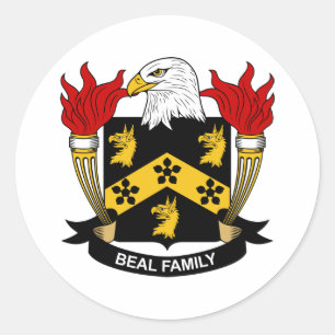 Pegatina Redonda Escudo de la familia de Beal