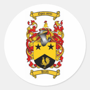 PEGATINA REDONDA ESCUDO DE LA FAMILIA DE BREZO - ESCUDO DE ARMAS