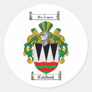 PEGATINA REDONDA ESCUDO DE LA FAMILIA DE CALDWELL - ESCUDO DE ARMAS