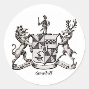 PEGATINA REDONDA ESCUDO DE LA FAMILIA DE CAMPBELL