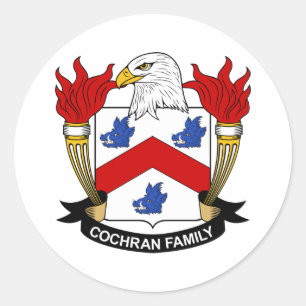 Pegatina Redonda Escudo de la familia de Cochran