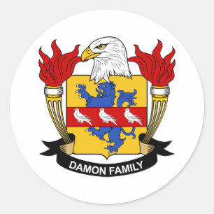 Pegatina Redonda Escudo de la familia de Damon