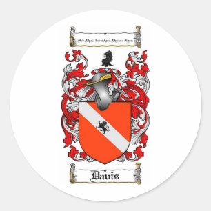 PEGATINA REDONDA ESCUDO DE LA FAMILIA DE DAVIS - ESCUDO DE ARMAS DE