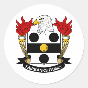 Pegatina Redonda Escudo de la familia de Fairbanks