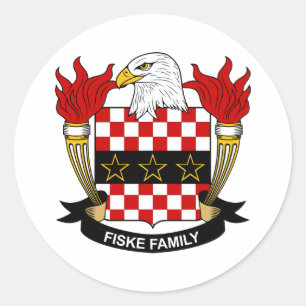 Pegatina Redonda Escudo de la familia de Fiske