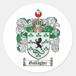 PEGATINA REDONDA ESCUDO DE LA FAMILIA DE GALLAGHER - ESCUDO DE