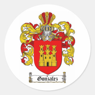 PEGATINA REDONDA ESCUDO DE LA FAMILIA DE GONZALEZ - ESCUDO DE ARMAS